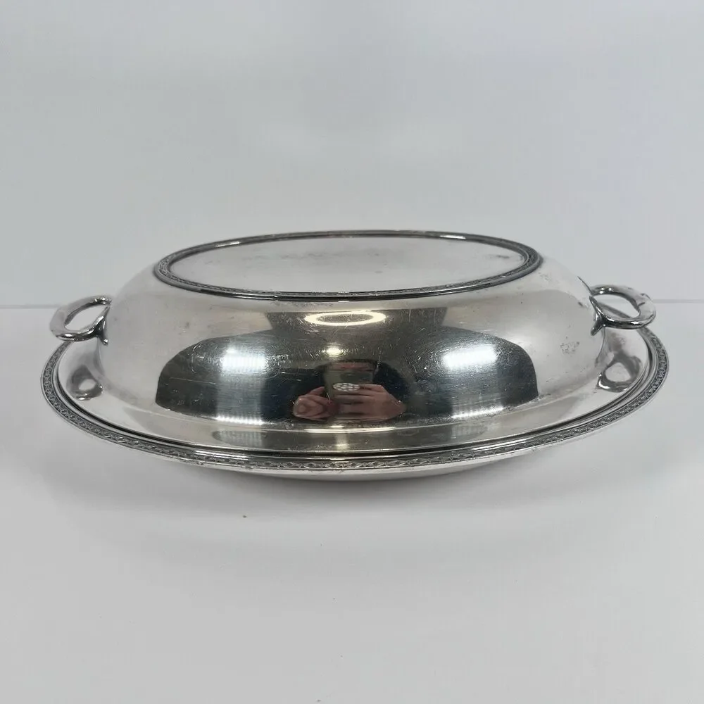 Silver plated Vegetable Serving‎ Platter With Divider and Lid 10” Wilcox